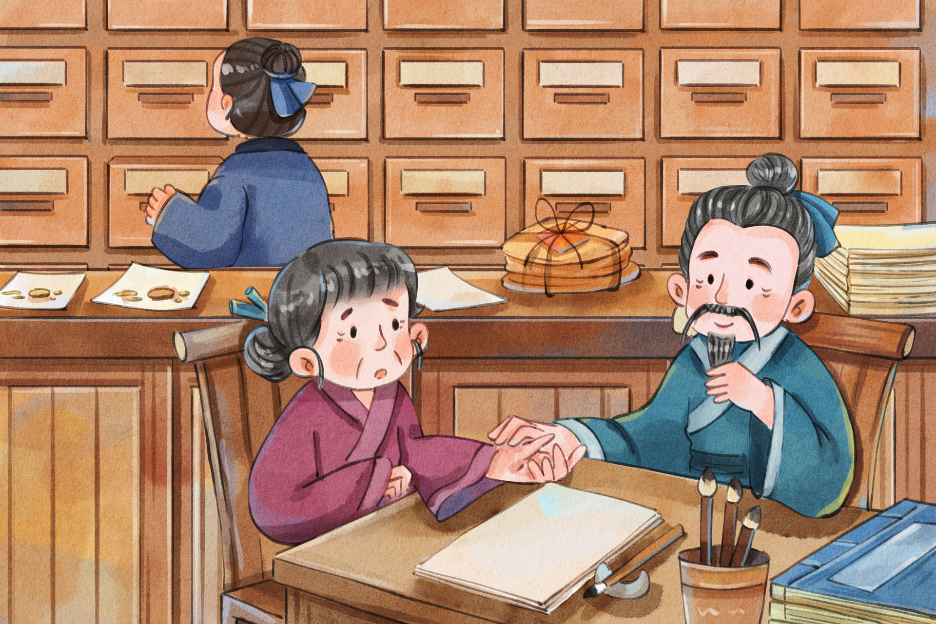 摄图网_402559035_banner_手绘水彩之中医把脉抓药场景治愈系插画（企业商用）.jpg